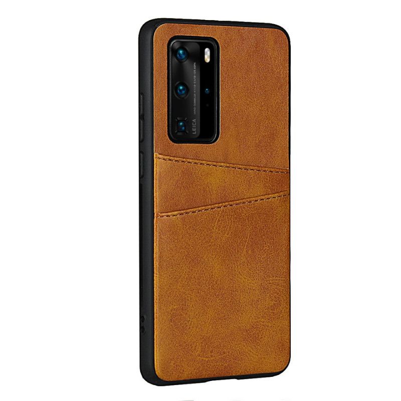 Cover Hoesje Huawei P40 Pro Rood Zwart Telefoonhoesje Dubbele Kaarthouder Met Leerstructuur