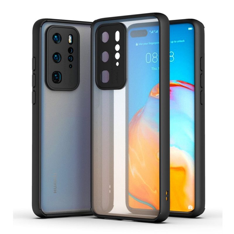 Cover Hoesje Huawei P40 Pro Rood Zwart Telefoonhoesje Transparant Gekleurde Omtrek