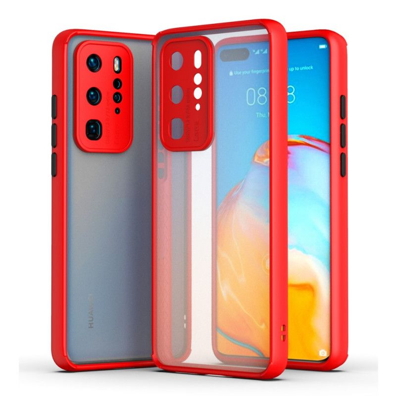 Cover Hoesje Huawei P40 Pro Rood Zwart Telefoonhoesje Transparant Gekleurde Omtrek
