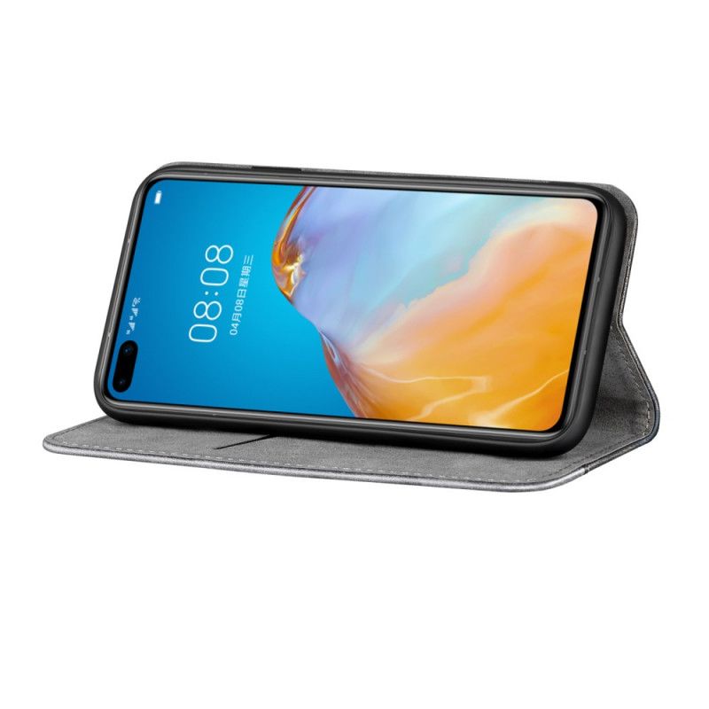 Folio-hoesje Huawei P40 Pro Rood Grijs Tweekleurig Leereffect