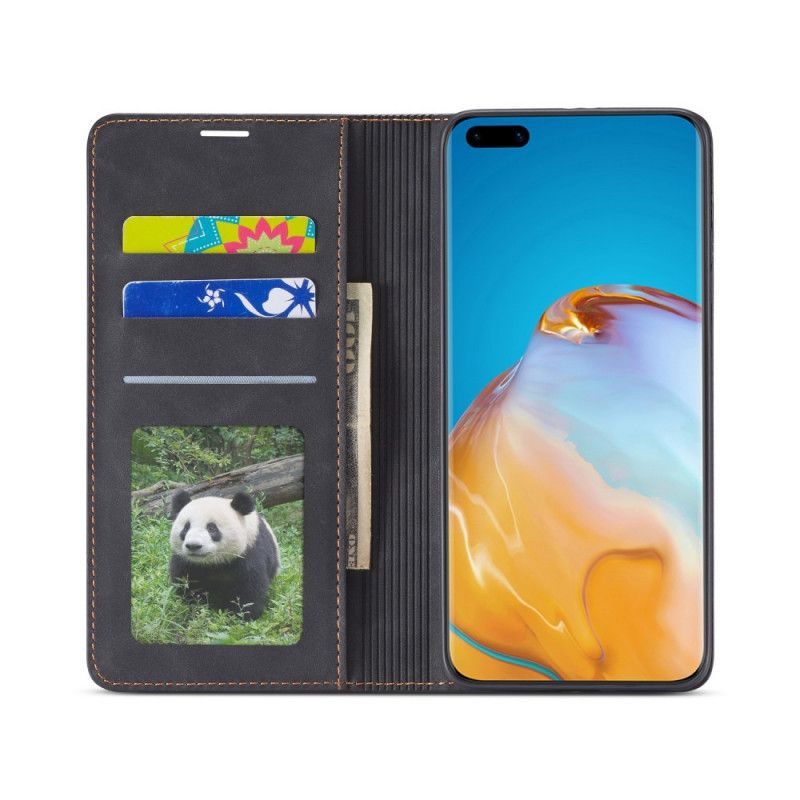 Folio-hoesje voor Huawei P40 Pro Rood Zwart Forwenw Leereffect