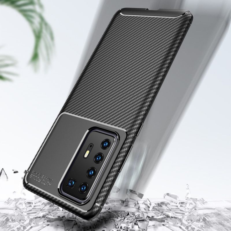Hoesje Huawei P40 Pro Donkerblauw Zwart Flexibele Koolstofvezelstructuur
