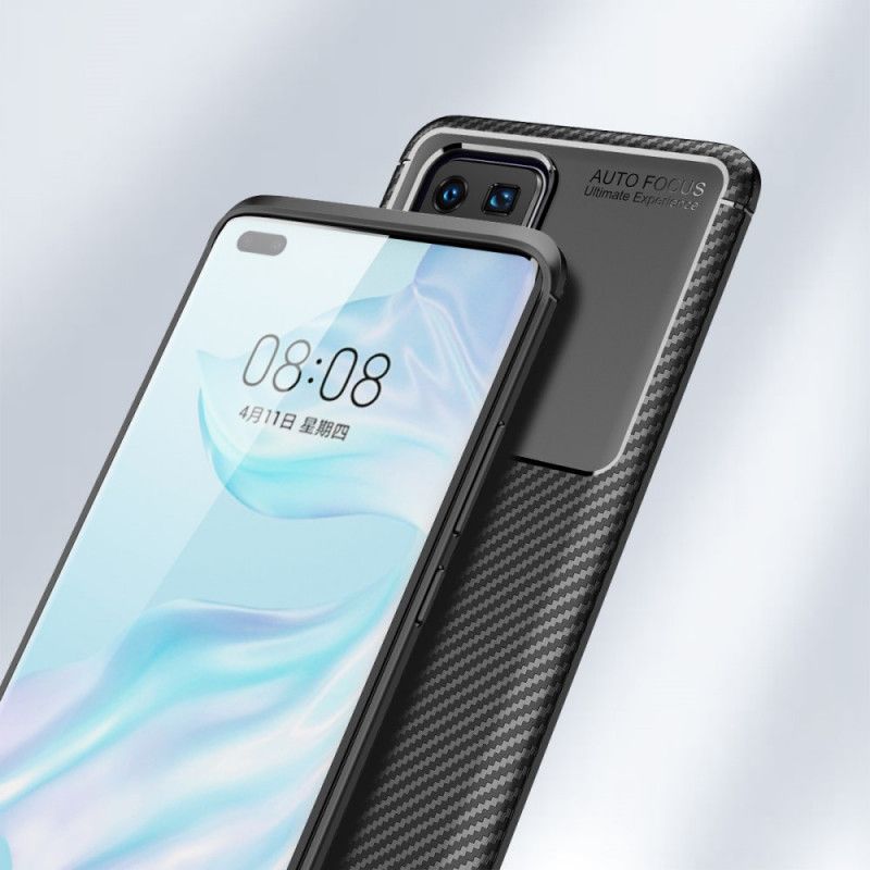 Hoesje Huawei P40 Pro Donkerblauw Zwart Flexibele Koolstofvezelstructuur