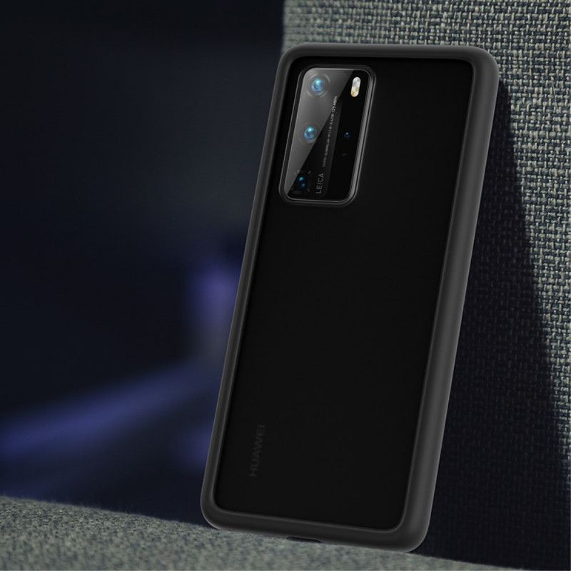 Hoesje Huawei P40 Pro Grijs Zwart Transparant Gekleurde Omtrekbenen