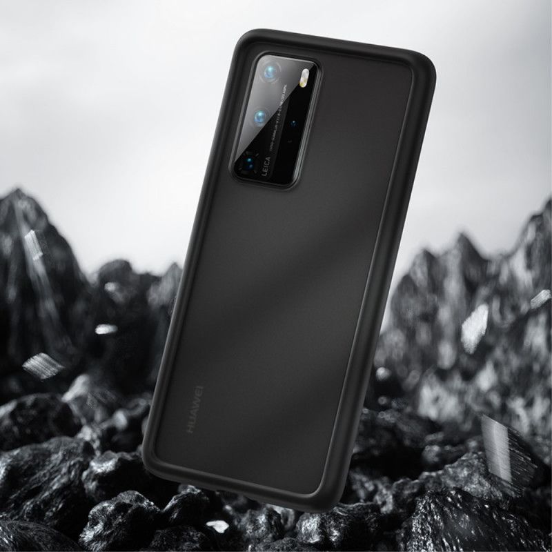 Hoesje Huawei P40 Pro Grijs Zwart Transparant Gekleurde Omtrekbenen