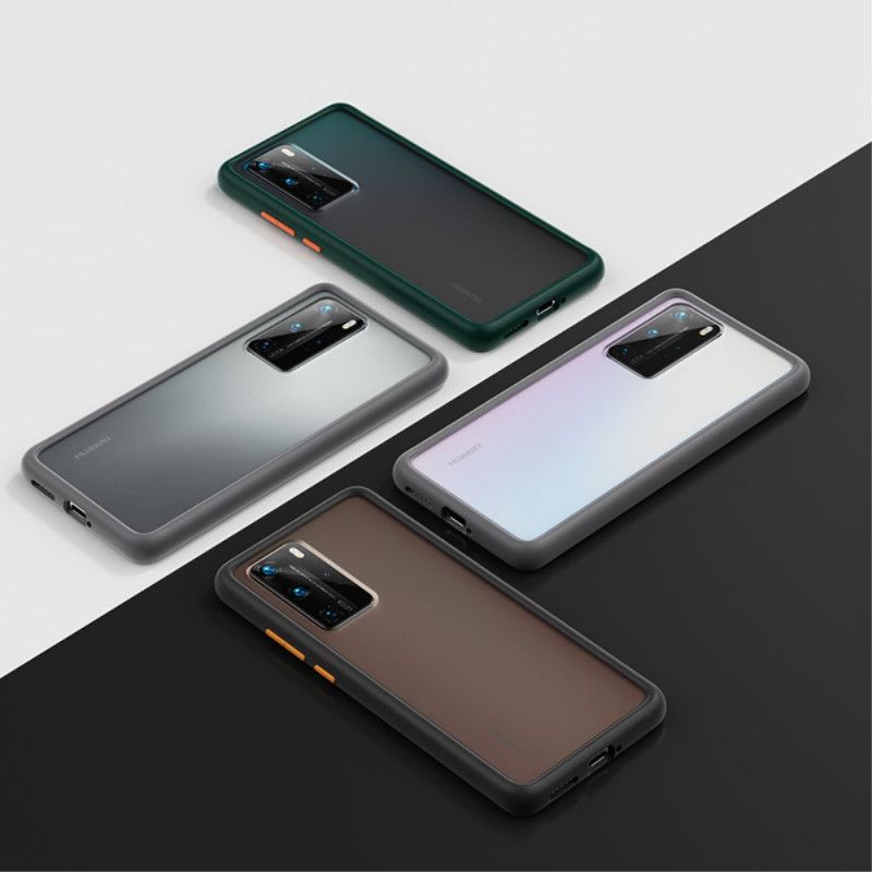 Hoesje Huawei P40 Pro Grijs Zwart Transparant Gekleurde Omtrekbenen