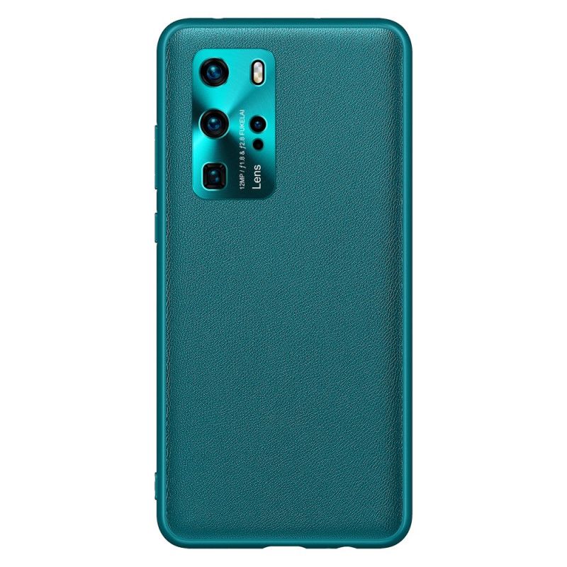 Hoesje Huawei P40 Pro Oranje Zwart Kleur Leerstijl