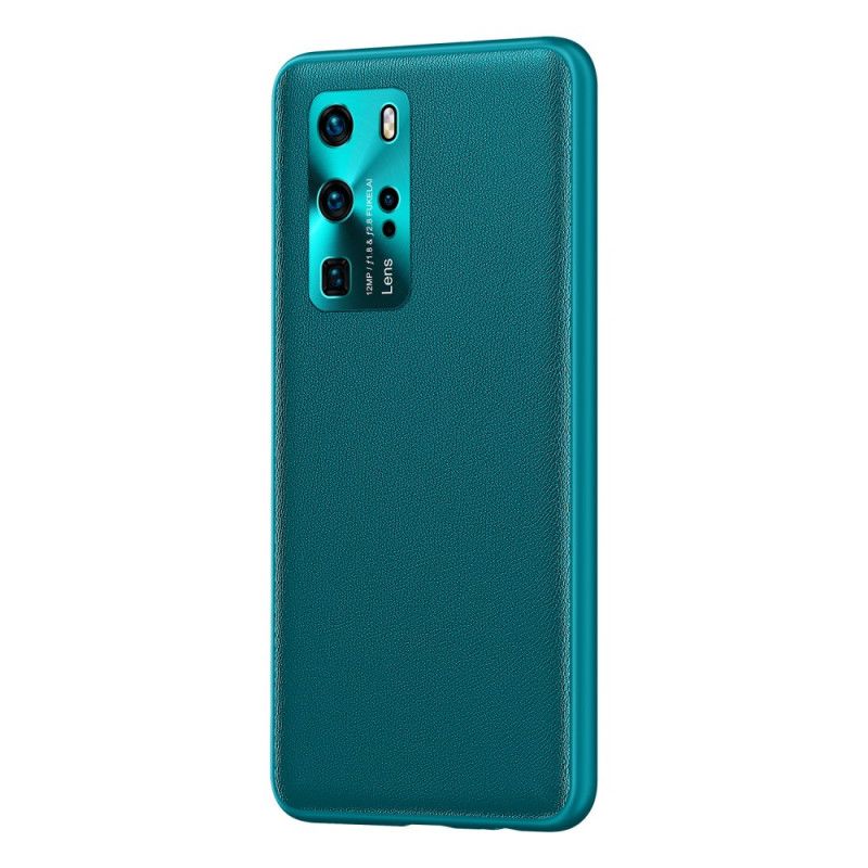 Hoesje Huawei P40 Pro Oranje Zwart Kleur Leerstijl