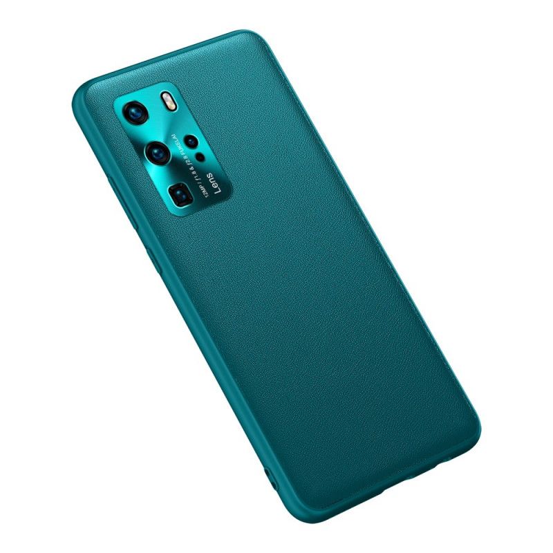 Hoesje Huawei P40 Pro Oranje Zwart Kleur Leerstijl
