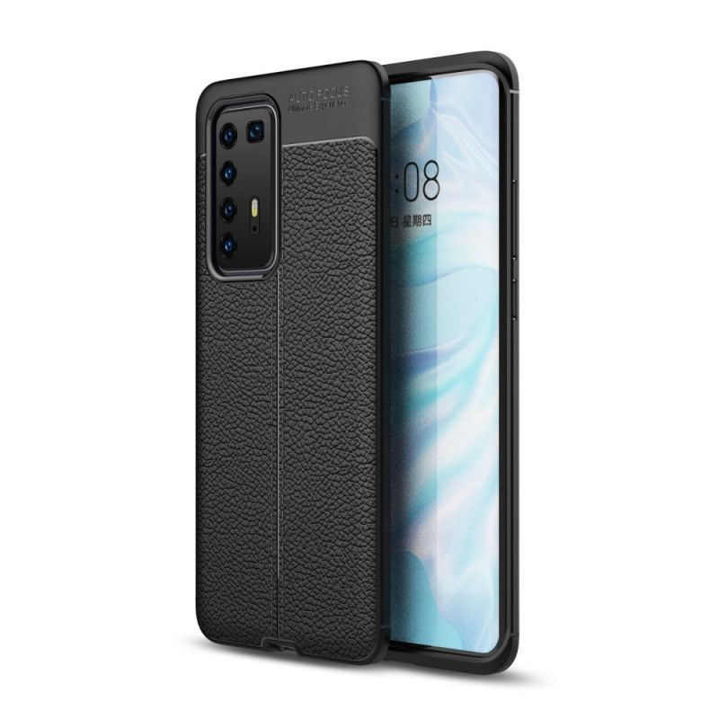 Hoesje Huawei P40 Pro Rood Zwart Dubbellijns Lychee Leereffect