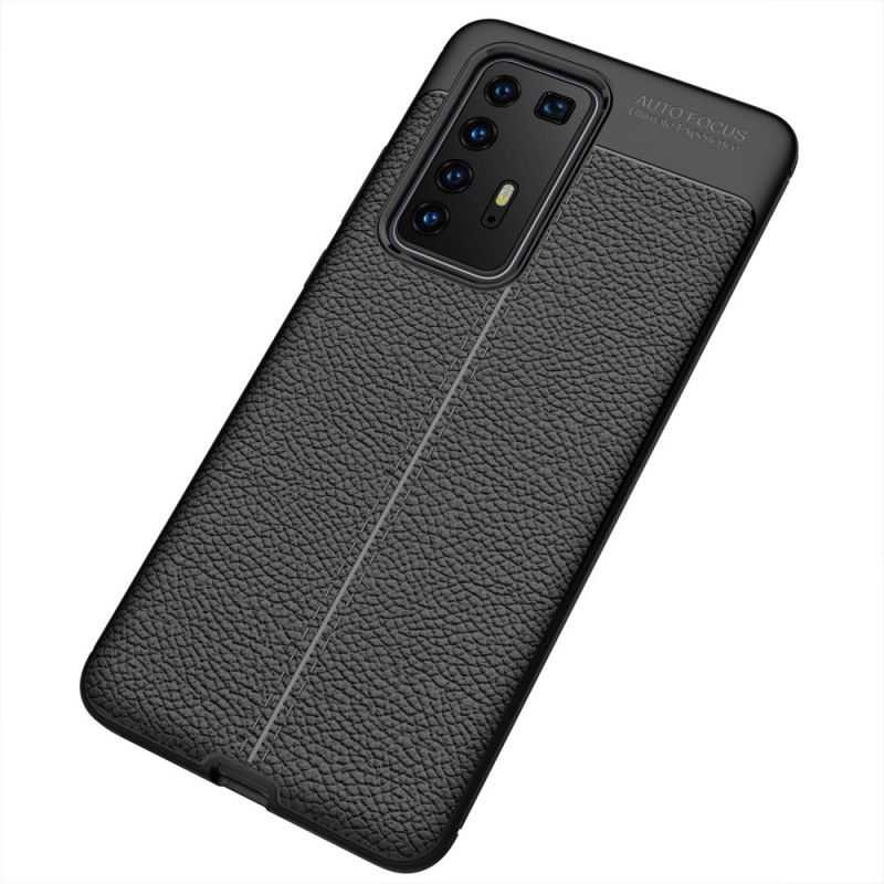 Hoesje Huawei P40 Pro Rood Zwart Dubbellijns Lychee Leereffect