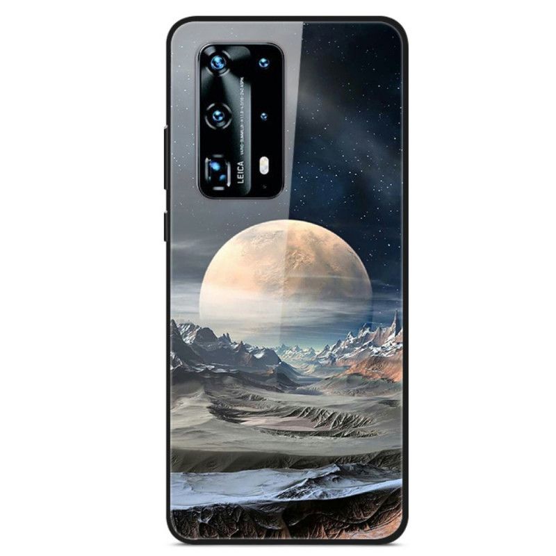 Hoesje Huawei P40 Pro Telefoonhoesje Space Moon Gehard Glas