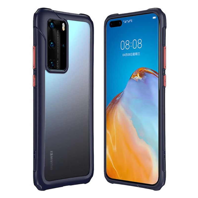 Hoesje voor Huawei P40 Pro Donkerblauw Zwart Transparant Mat Leeu Design
