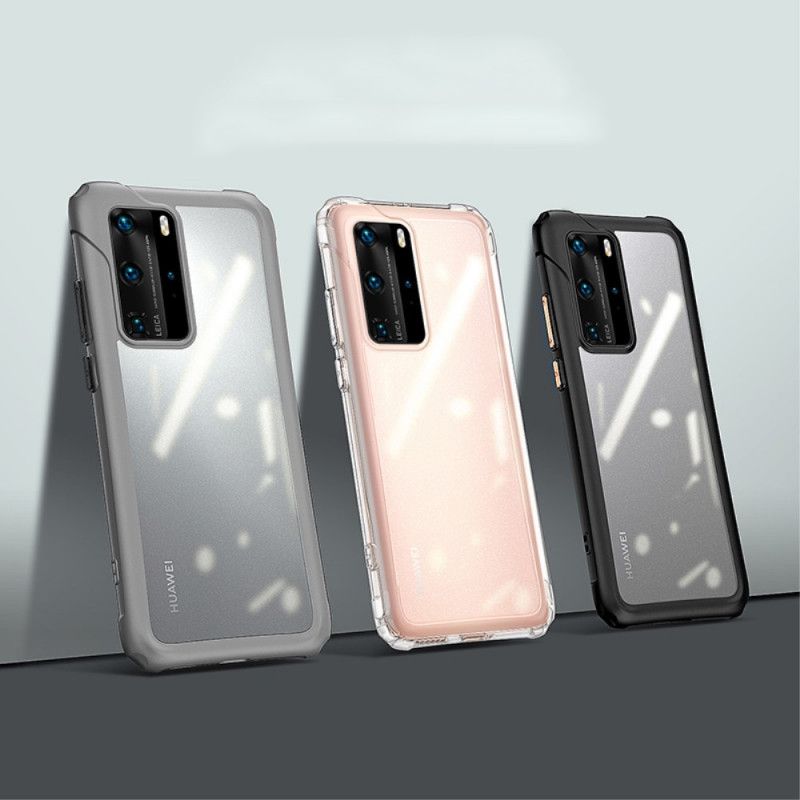 Hoesje voor Huawei P40 Pro Donkerblauw Zwart Transparant Mat Leeu Design