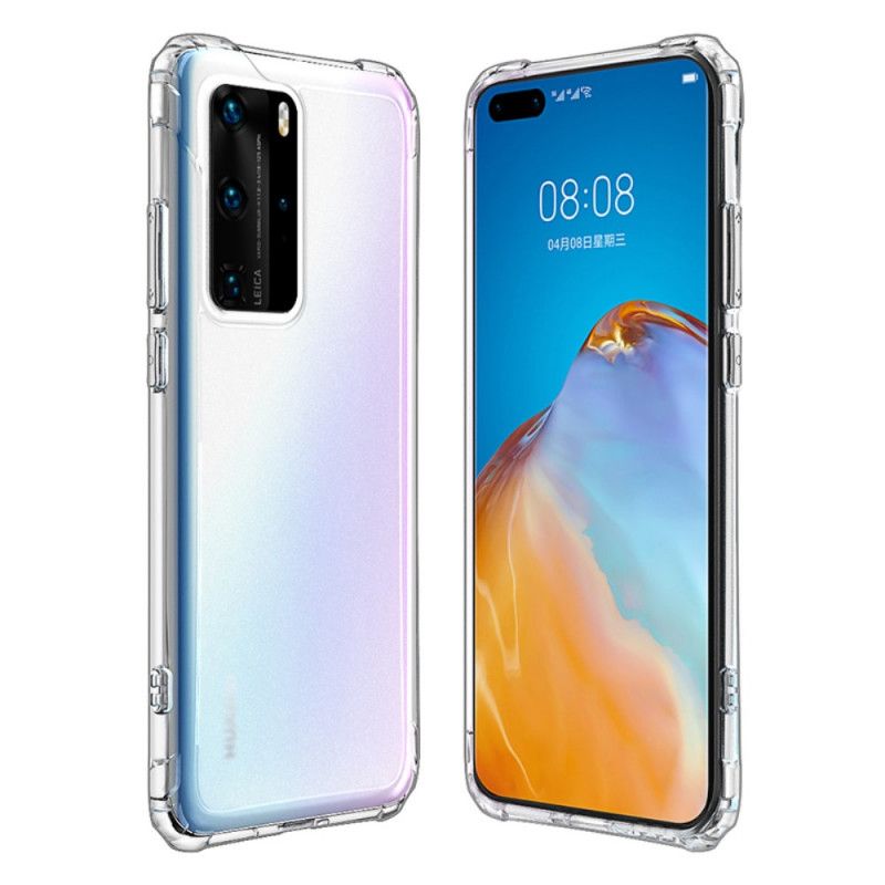 Hoesje voor Huawei P40 Pro Donkerblauw Zwart Transparant Mat Leeu Design