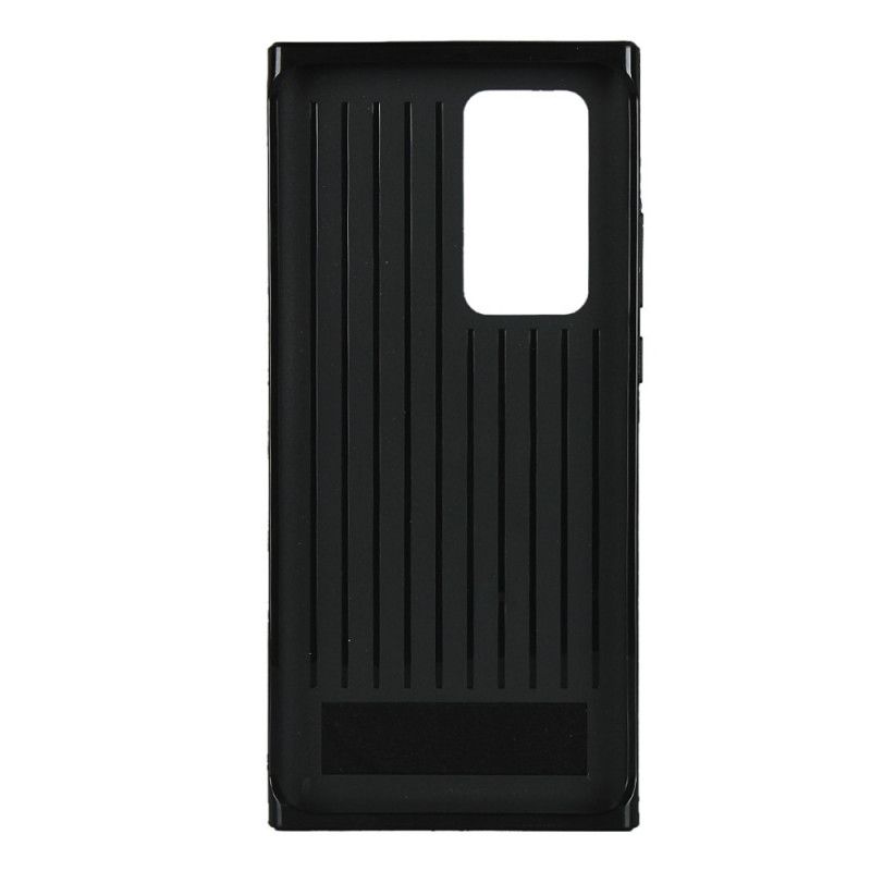 Hoesje voor Huawei P40 Pro Grijs Zwart Echt Lychee Leer Met Riem