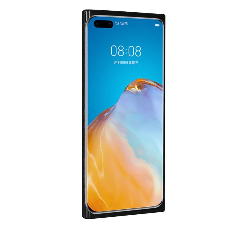 Hoesje voor Huawei P40 Pro Grijs Zwart Echt Lychee Leer Met Riem