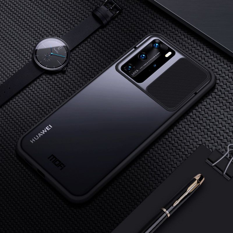 Hoesje voor Huawei P40 Pro Rood Zwart Camshield Gekleurde Mofi-Randen