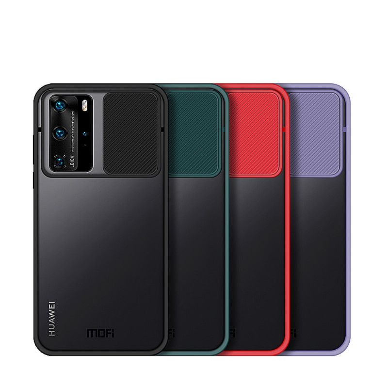 Hoesje voor Huawei P40 Pro Rood Zwart Camshield Gekleurde Mofi-Randen