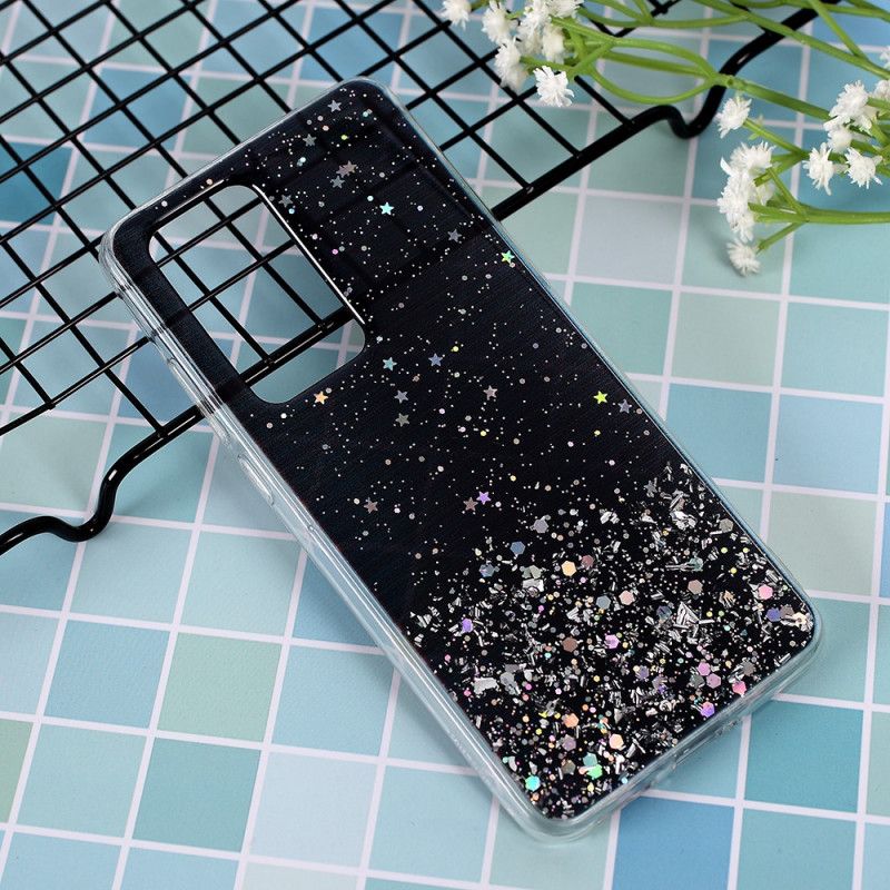 Hoesje voor Huawei P40 Pro Roze Zwart Ik Hou Van Glitter