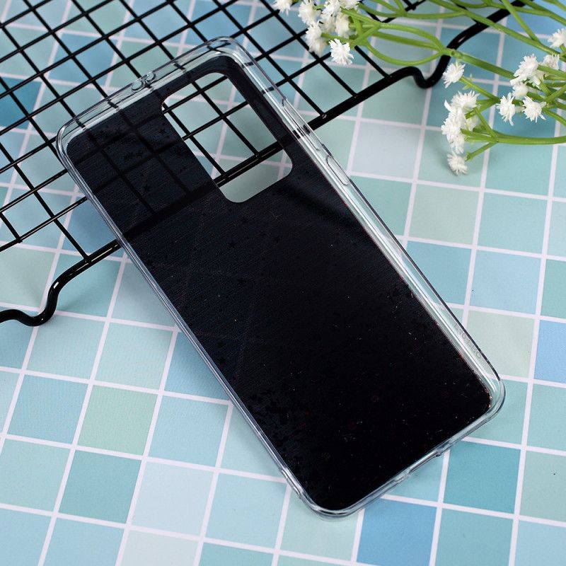 Hoesje voor Huawei P40 Pro Roze Zwart Ik Hou Van Glitter