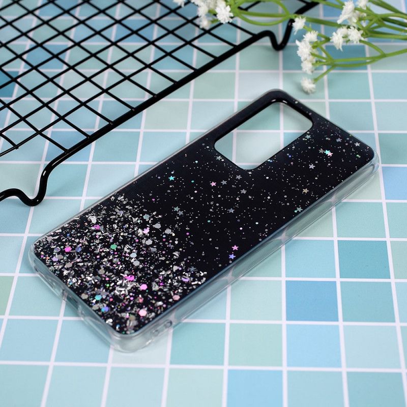 Hoesje voor Huawei P40 Pro Roze Zwart Ik Hou Van Glitter