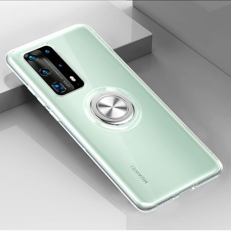 Hoesje voor Huawei P40 Pro Transparant Siliconen Metalen Roterende Ring