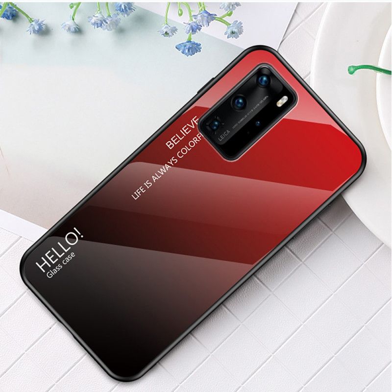 Hoesje voor Huawei P40 Pro Wit Zwart Hallo Gehard Glas
