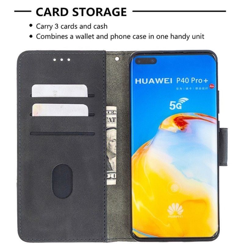 Leren Hoesje Huawei P40 Pro Grijs Zwart Klassiek Krokodillenleereffect