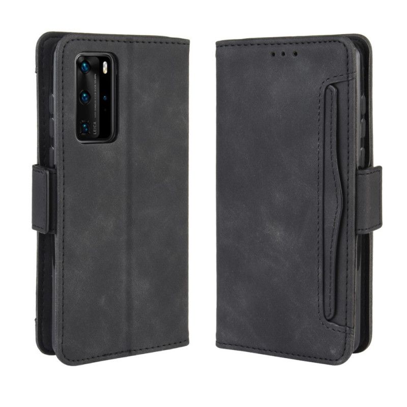 Leren Hoesje Huawei P40 Pro Rood Zwart Eersteklas Multikaart