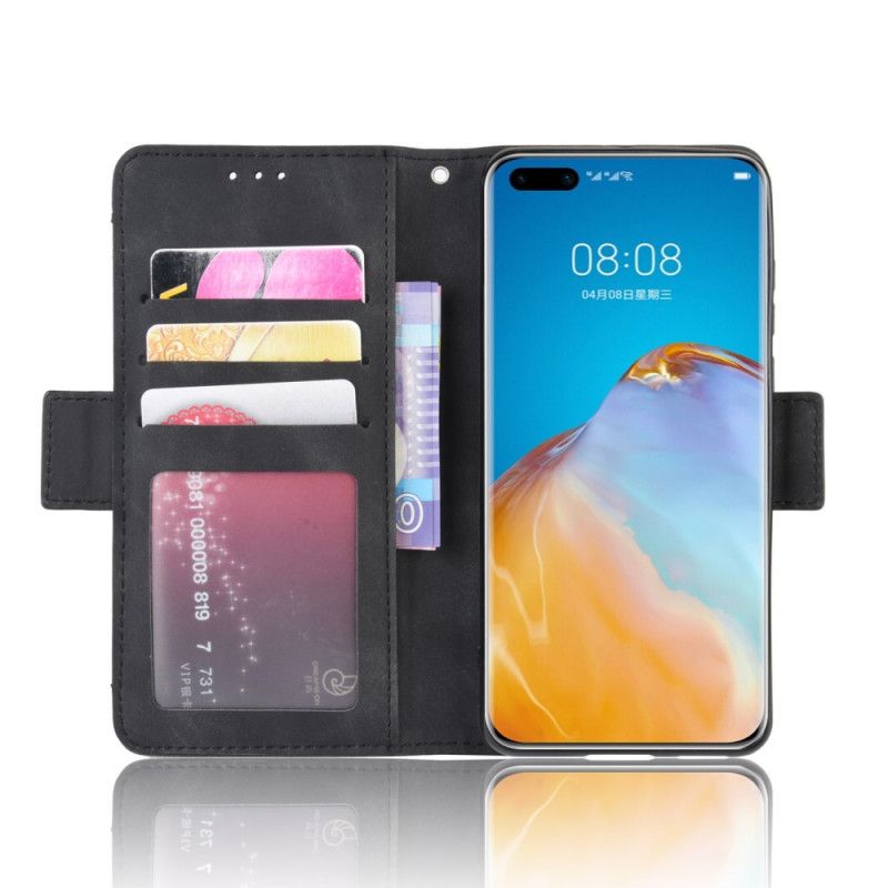 Leren Hoesje Huawei P40 Pro Rood Zwart Eersteklas Multikaart