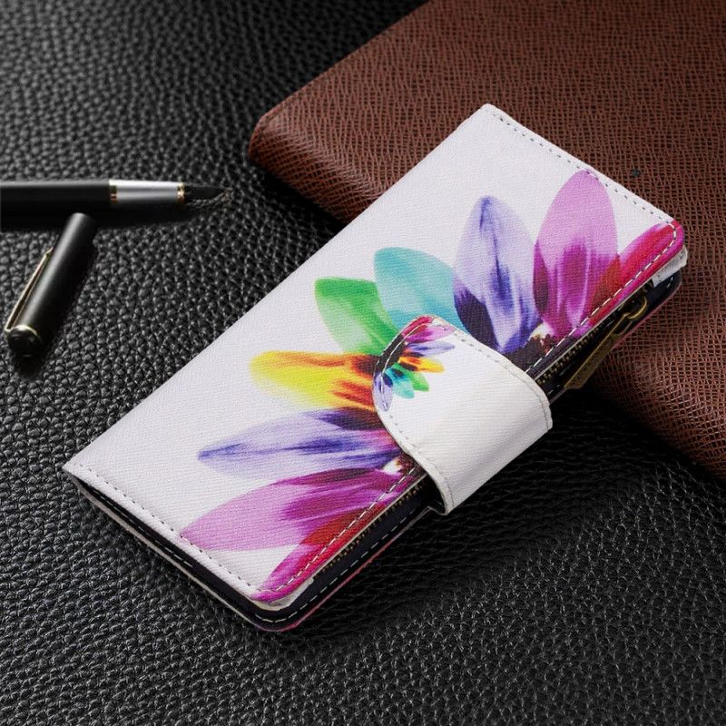 Leren Hoesje voor Huawei P40 Pro Wit Zwart Bloemenzak Met Ritssluiting