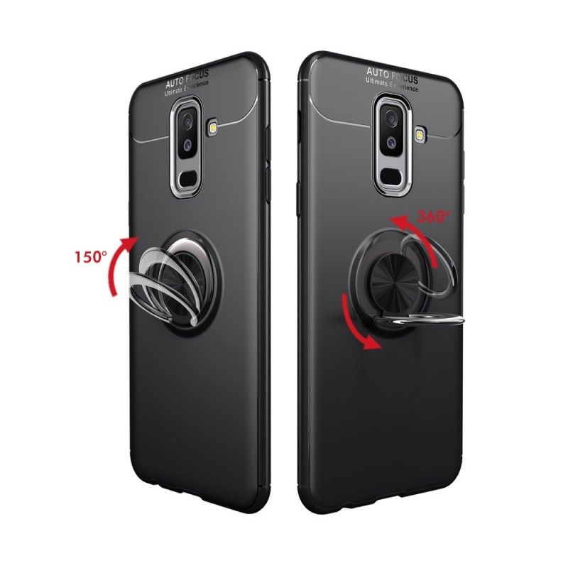 Case Hoesje Samsung Galaxy A6 Plus Rood Zwart Telefoonhoesje Roterende Ring