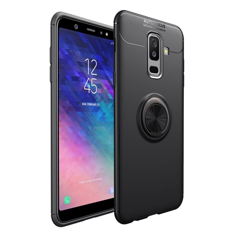 Case Hoesje Samsung Galaxy A6 Plus Rood Zwart Telefoonhoesje Roterende Ring