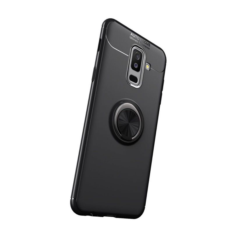 Case Hoesje Samsung Galaxy A6 Plus Rood Zwart Telefoonhoesje Roterende Ring