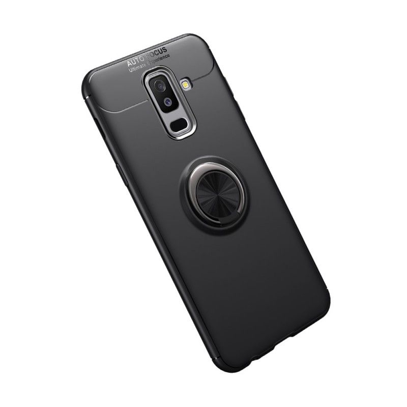 Case Hoesje Samsung Galaxy A6 Plus Rood Zwart Telefoonhoesje Roterende Ring
