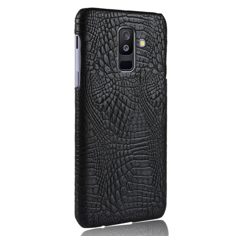 Case Hoesje Samsung Galaxy A6 Plus Zwart Telefoonhoesje Krokodillenhuideffect