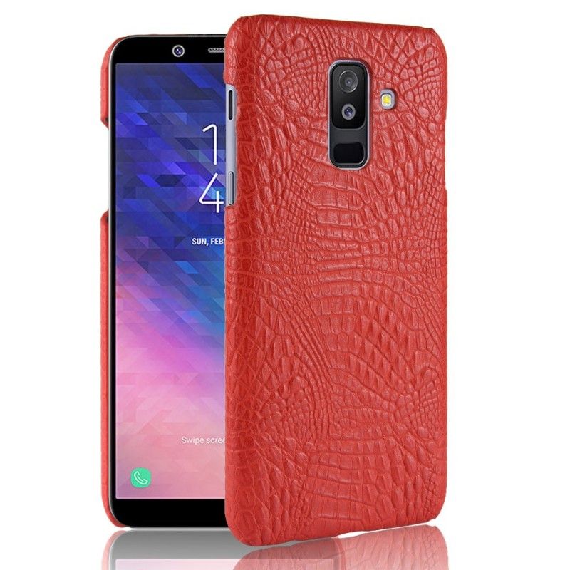 Case Hoesje Samsung Galaxy A6 Plus Zwart Telefoonhoesje Krokodillenhuideffect