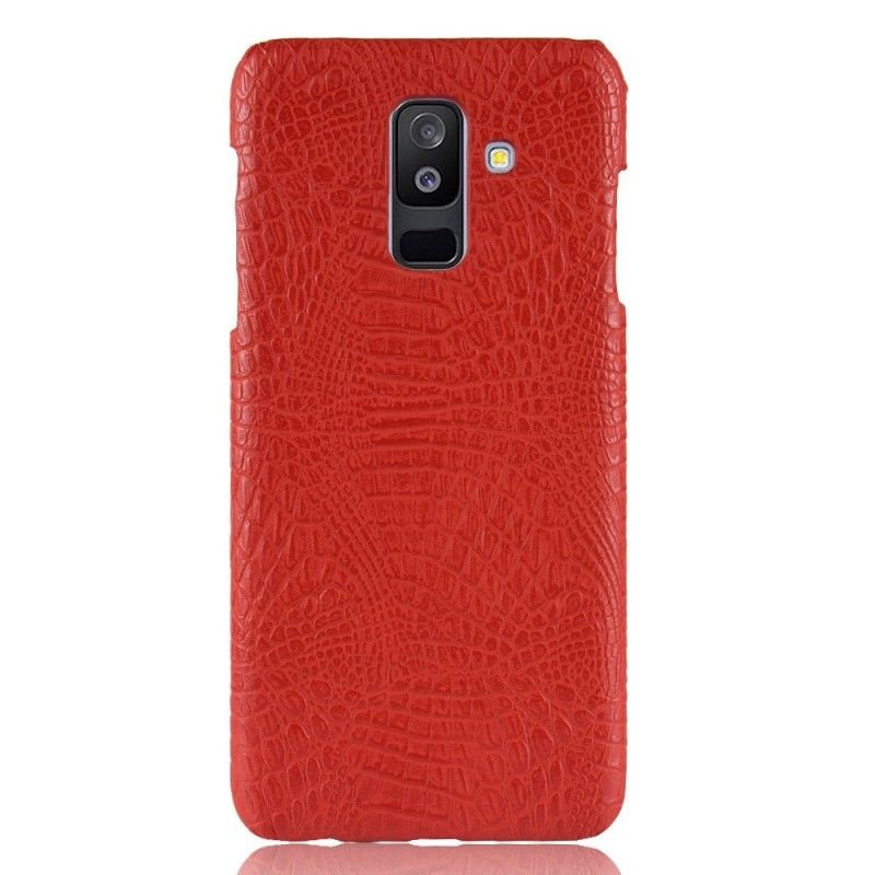 Case Hoesje Samsung Galaxy A6 Plus Zwart Telefoonhoesje Krokodillenhuideffect