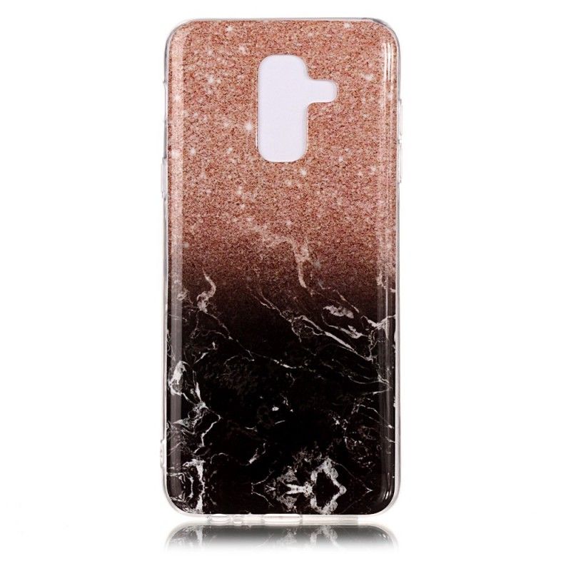 Hoesje voor Samsung Galaxy A6 Plus Wit Zwart Marmeren Glitter
