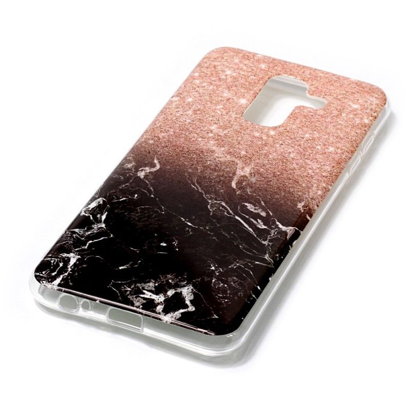 Hoesje voor Samsung Galaxy A6 Plus Wit Zwart Marmeren Glitter