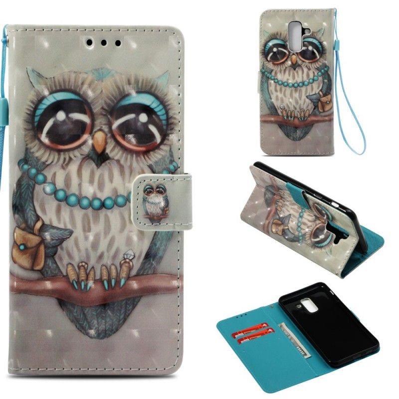Leren Hoesje Samsung Galaxy A6 Plus 3D Uil Missen
