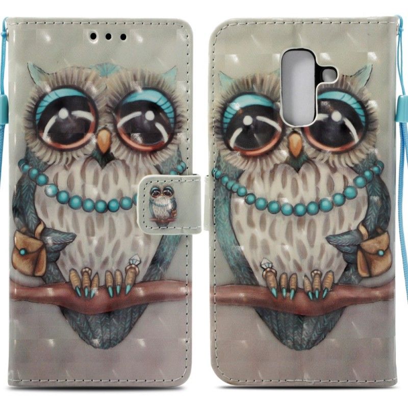 Leren Hoesje Samsung Galaxy A6 Plus 3D Uil Missen