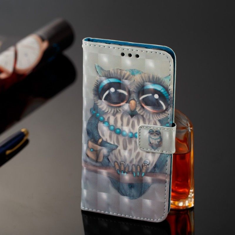 Leren Hoesje Samsung Galaxy A6 Plus 3D Uil Missen
