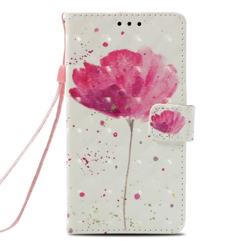 Leren Hoesje voor Samsung Galaxy A6 Plus 3D Aquarel Klaproos