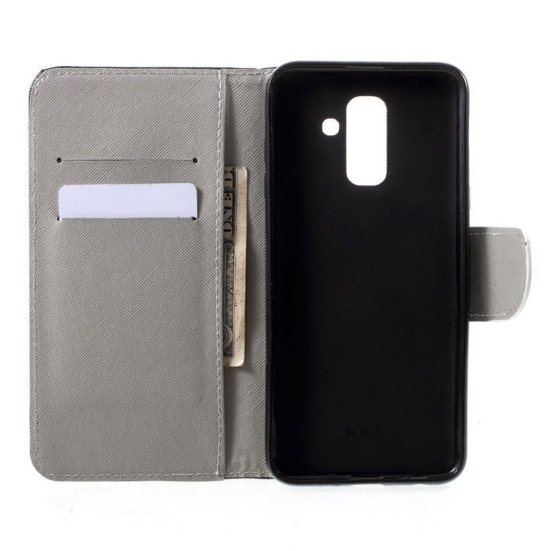 Leren Hoesje voor Samsung Galaxy A6 Plus Retro Eiffeltoren