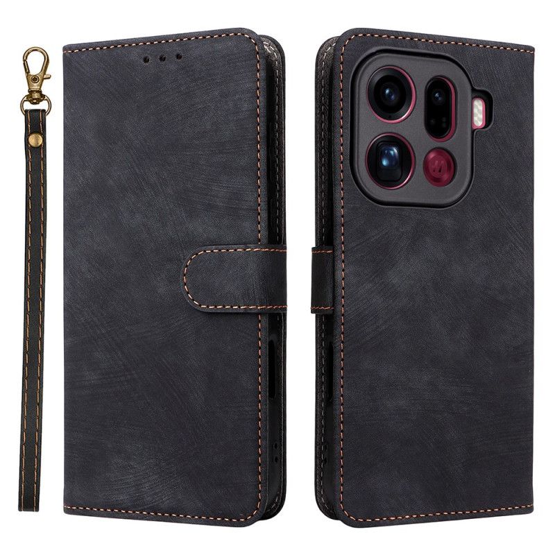 Leren Hoesje Oppo Find X9 Pro 5g Bandjes Met Suède-effect Bescherming Hoesje