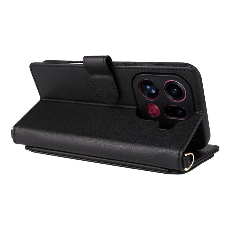 Leren Hoesje Oppo Find X9 Pro 5g Gewatteerd Met Bandjes Bescherming Hoesje