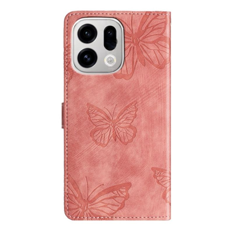 Leren Hoesje Voor Oppo Find X9 Pro 5g Suède-effect Met Vlinders