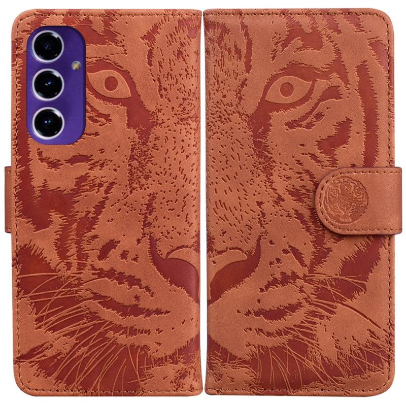 Flip Case Leren Samsung Galaxy A16 5g Tijgervoetafdruk